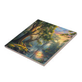 Ruhige Waldnähe bei Dawn Nature Artwork Fliese (Seite)