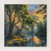 Ruhige Waldnähe bei Dawn Nature Artwork Puzzle (Vertikal)