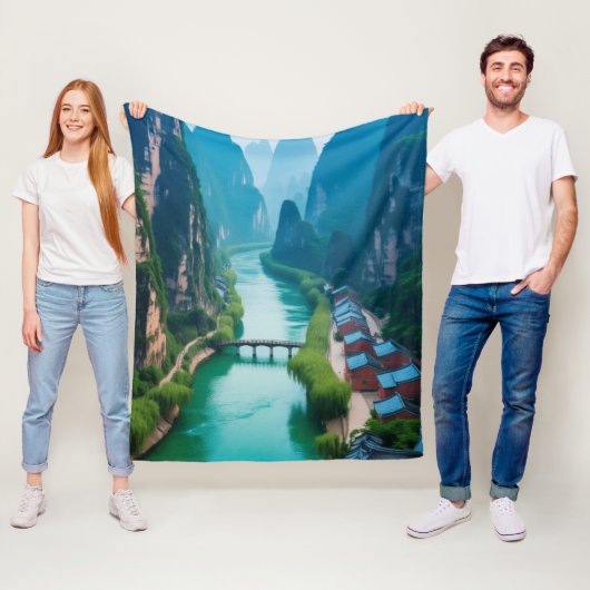 Ruhige Wanderwege - smaragdgrüne Gewässer & Berge Fleecedecke (Beispiel)