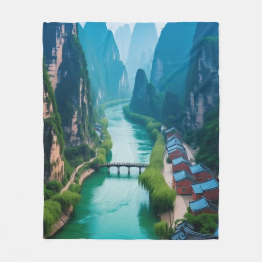 Ruhige Wanderwege - smaragdgrüne Gewässer & Berge Fleecedecke (Vorderseite)