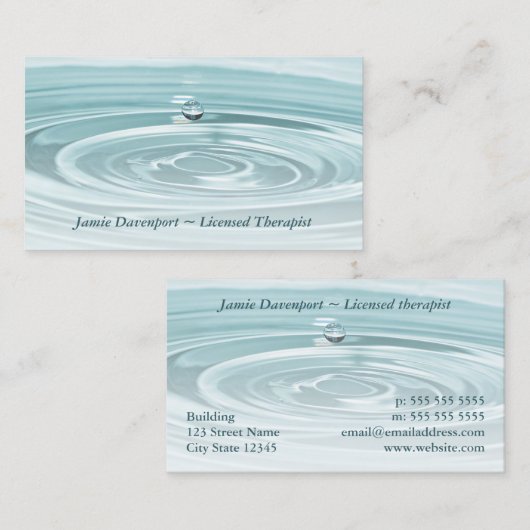 Ruhige Waterdrop Visitenkarte (Vorne/Hinten)