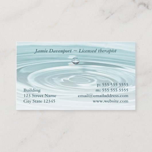 Ruhige Waterdrop Visitenkarte (Rückseite)