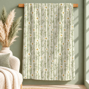 Ruhige Weiße Daisy Wildblumen Fleece Decke Kunst Sherpadecke
