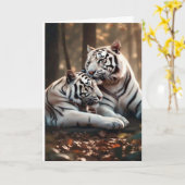Ruhige weiße Tigerbegleiter Karte (Gelbe Blume)