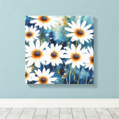 Ruhige White Daisis Wasserfarben Kunst, Dichtung u Leinwanddruck (Insitu (Holzboden))