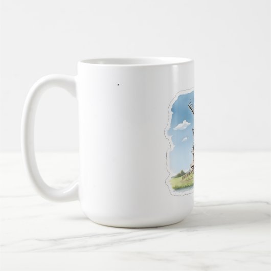 Ruhige Windmühle auf den Feldern – Sanfte Wasserfa Kaffeetasse (Links)