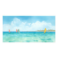Ruhige Windsurfer auf dem Meer Aquarell