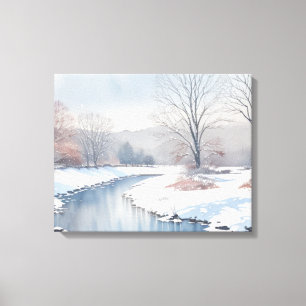 Ruhige Winter River Scene Leinwanddruck