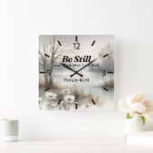 Ruhige Winter-Uhr mit Bibelverse Quadratische Wanduhr (Zuhause)