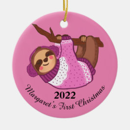 Ruhige Winterlandschaft in Rosa Keramik Ornament