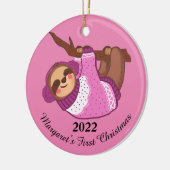 Ruhige Winterlandschaft in Rosa Keramik Ornament (Links)