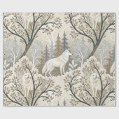 Ruhige Winterwaldlandschaft mit weißen Wölfen Geschenkpapier (Flach)