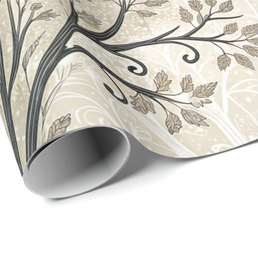 Ruhige Winterwaldlandschaft mit weißen Wölfen Geschenkpapier (Rolleneckpunkt)