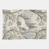 Ruhige Winterwaldlandschaft mit weißen Wölfen Geschirrtuch (Horizontal)