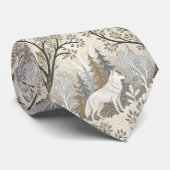 Ruhige Winterwaldlandschaft mit weißen Wölfen Krawatte (Gerollt)