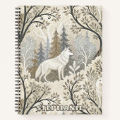 Ruhige Winterwaldlandschaft mit weißen Wölfen Notizblock (Vorderseite)