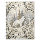 Ruhige Winterwaldlandschaft mit weißen Wölfen Notizblock (Vorderseite)