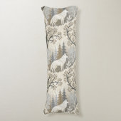 Ruhige Winterwaldlandschaft mit weißen Wölfen Seitenschläferkissen (Vorderseite Vertikal)