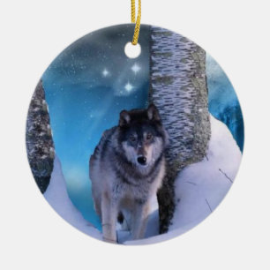 Ruhige Wolf Verzierung Keramik Ornament