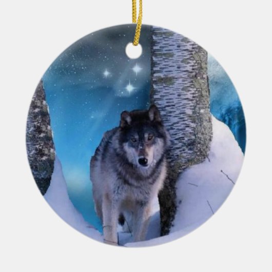 Ruhige Wolf Verzierung Keramik Ornament (Vorne)
