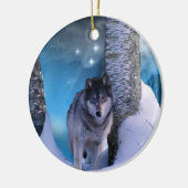 Ruhige Wolf Verzierung Keramik Ornament (Links)