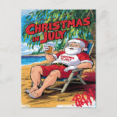 Ruhiger Abend: Santa Enjoying Bier im Sessel Postkarte (Vorderseite)