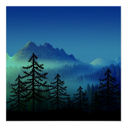 RUHIGER BERG MITTERNACHTSWALD POSTER (Vorderseite)