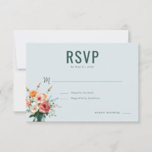 Ruhiger blauer Blumenstrauß RSVP Karte