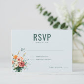 Ruhiger blauer Blumenstrauß RSVP Karte (Stehend Vorderseite)