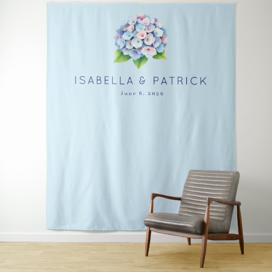 Ruhiger blauer Blumenstrauß Wandteppich (Beispiel)