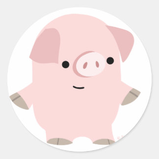 Ruhiger Cartoon Schweinefleisch-Rundaufkleber Runder Aufkleber