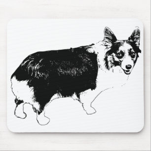 Ruhiger Corgi Fokus im Schnee Mousepad