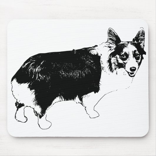 Ruhiger Corgi Fokus im Schnee Mousepad (Vorne)