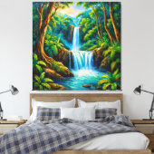 Ruhiger Dschungelwasserfall Leinwanddruck (Insitu (Schlafzimmer))