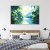 Ruhiger Fluss, der durch dichten Dschungel fließt Leinwanddruck (Insitu (Schlafzimmer))