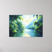 Ruhiger Fluss, der durch dichten Dschungel fließt Leinwanddruck (Vorderseite)