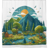 Ruhiger Fluss mit grünem Duschvorhang (Vorderseite)