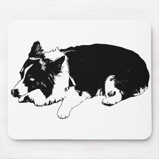 ruhiger Fokus im Umriss, Corgi Mousepad (Vorne)