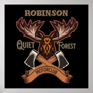 Ruhiger Forest Motorclub, Cooler Bike Papa persona Poster