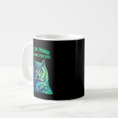Ruhiger Geist, scharfer Fokus Eule Achtsamkeit Kaffeetasse (Vorderseite Links)