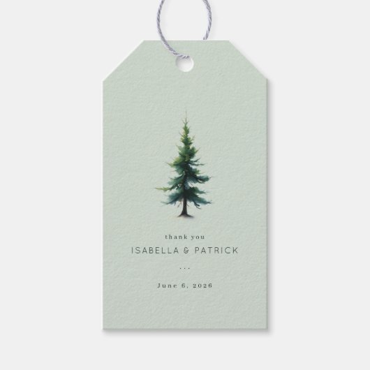 Ruhiger Grüner Immergrüner Baum Geschenkanhänger (Vorderseite)