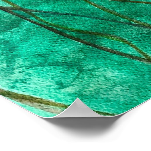 ruhiger grüner Teich mit Lilypaden Poster (Ecke)