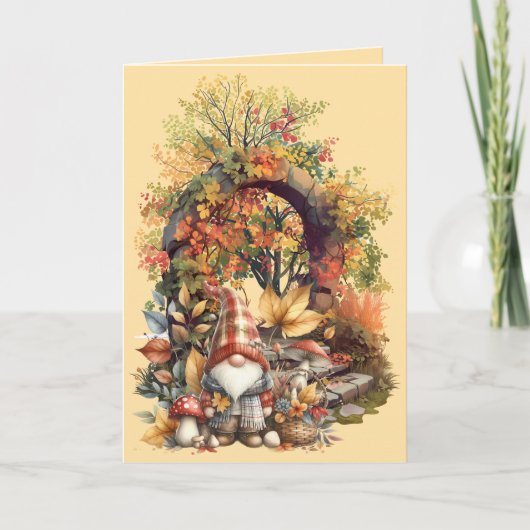 Ruhiger Herbstgarten mit Gnome Karte (Vorderseite)