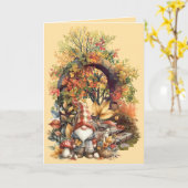 Ruhiger Herbstgarten mit Gnome Karte (Gelbe Blume)