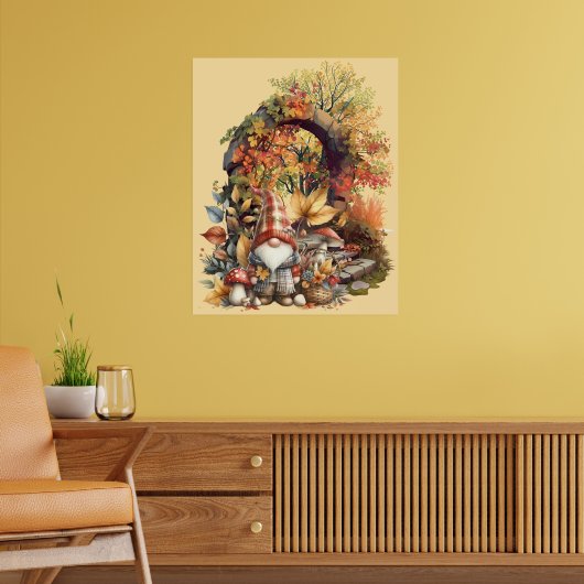 Ruhiger Herbstgarten mit Gnome Poster (Wohnzimmer 2)