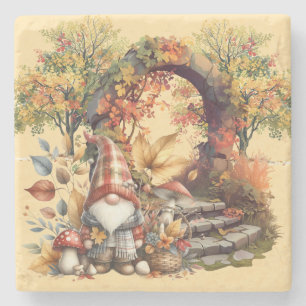 Ruhiger Herbstgarten mit Gnome Steinuntersetzer