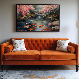 Ruhiger japanischer Garten mit Koi Pond Leinwanddruck