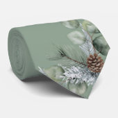 Ruhiger Luxus Salbei Grün Botanisches Monogramm Br Krawatte (Gerollt)