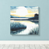 Ruhiger Mondlichtsee Leinwanddruck (Insitu (Holzboden))