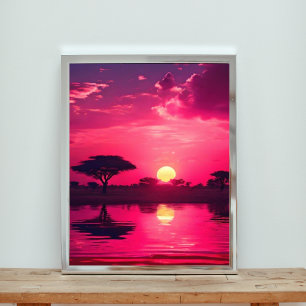 Ruhiger rosa Sonnenuntergang Fotodruck